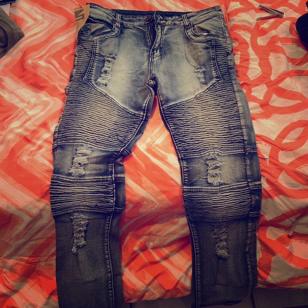 Denim ripped jeans slim fit